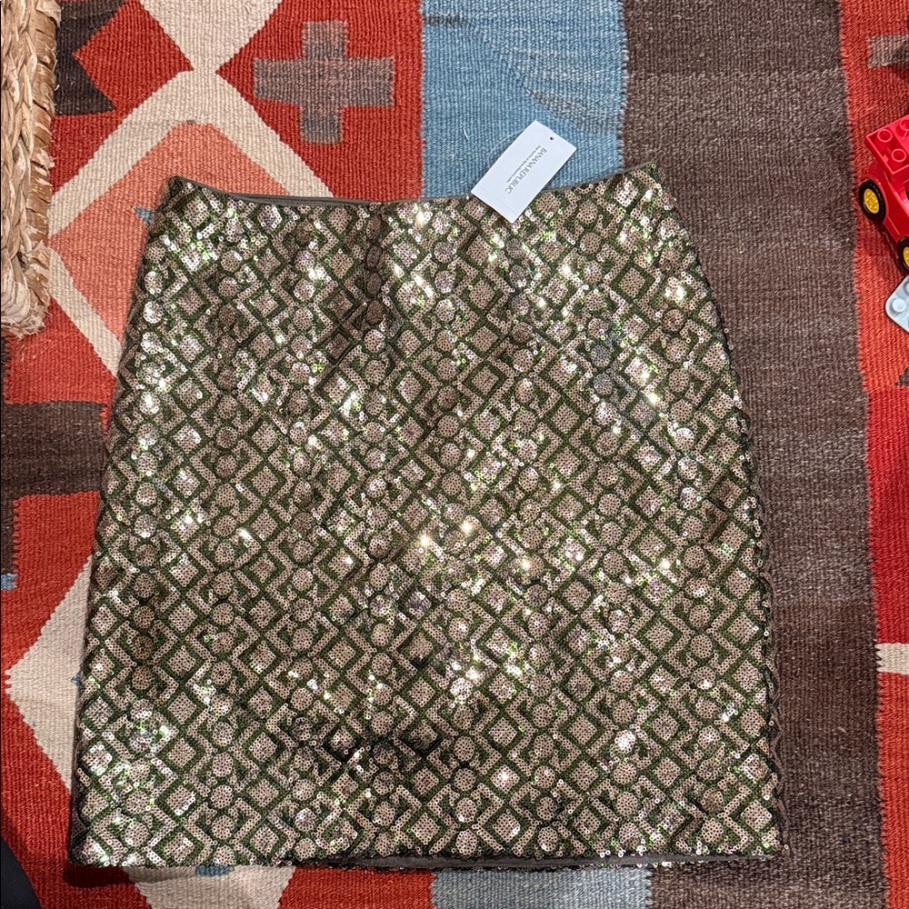 Banana Republic Metallic Gold and Green Skirt